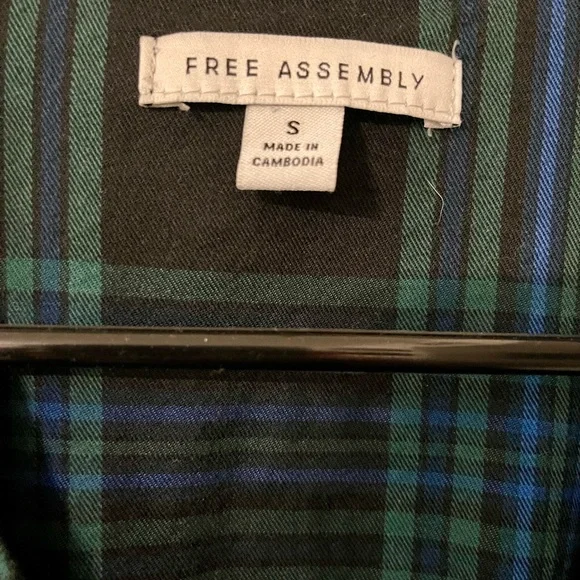 Free Assembly Tartan Ruffle V-Neck Dress | Blue & Green | Small - Picture 5 of 6